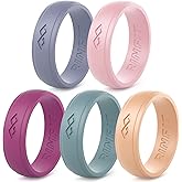 Rinfit Silicone Rings for Women 5.5mm Wide, 1.5mm Thick - Infinity Rubber Wedding Band - Silicone Engagement Ring for Her - Patented Design