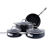 All-Clad Hard Anodized Expert Nonstick Cookware Set, -7 Piece Pots and Pans Set, Induction, OvenSafe 500F - Includes Frying Pans, Saucepan, Sauté-Pan, Stockpot, Professional Cookware - Black