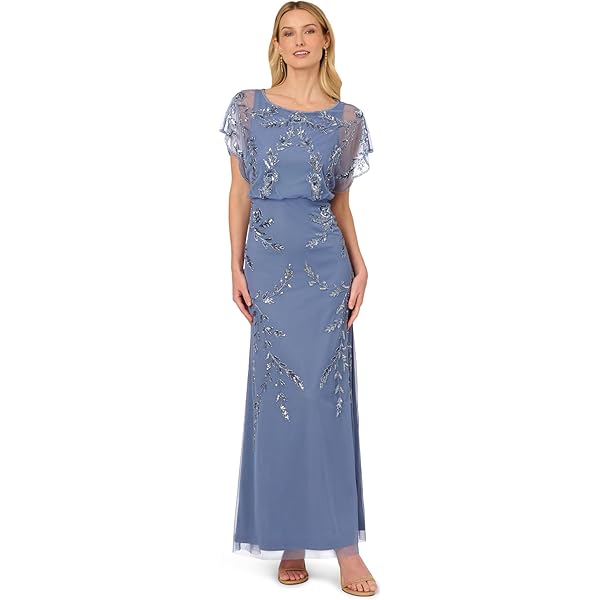 Amazon.com: Adrianna Papell Women's Beaded Mesh Long Dress, Biscotti, 2 :  Clothing, Shoes & Jewelry