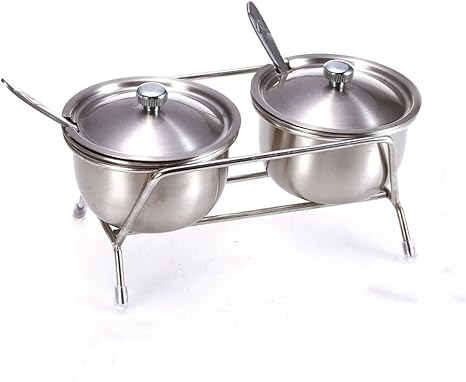Amazon 調味料入れ おしゃれ ステンレス 卓上 調味料ポット 塩 砂糖 コショウ 2点セット スプーン付き 調味料入れ オンライン通販