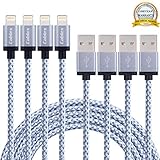 Cablex 4Pack 6FT Long Nylon Braided 8Pin Lightning to USB Charging Cable Cord with Aluminum Heads Compatible with iPhone 7 Plus/7/6/6s/6 Plus/6s Plus, 5c/5s/5/SE, iPad Air/Mini, iPod/iPad(White)