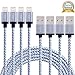 Cablex 4Pack 6FT Long Nylon Braided 8Pin Lightning to USB Charging Cable Cord with Aluminum Heads Compatible with iPhone 7 Plus/7/6/6s/6 Plus/6s Plus, 5c/5s/5/SE, iPad Air/Mini, iPod/iPad(White)