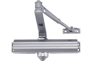 LYNN HARDWARE Medium/Heavy Duty Commercial Door Closer - DC7016 Surface Mounted, Grade 1- ADA & UL 3 Hour Fire Rated, Adjustable Size 1-6 for entrances & Aluminum storefronts- US26D Aluminum