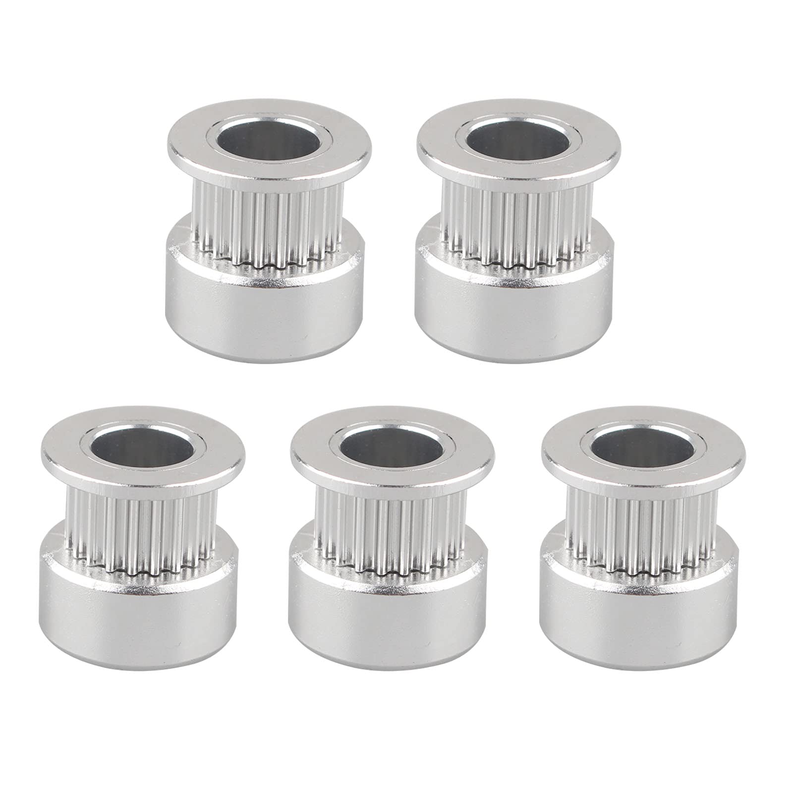 HALJIA 5PCS GT2 Timing Belt Pulley 20 Teeth Flange Bore 8mm Aluminum Synchronous Wheel for 3D Printer Reprap 6mm Width Timing Belt