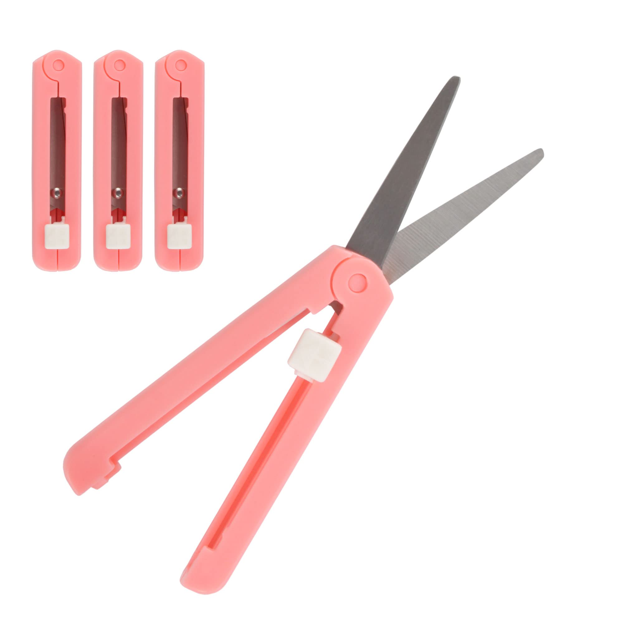Push Open Folding Scissors - Pink - 3 Pairs — image 1