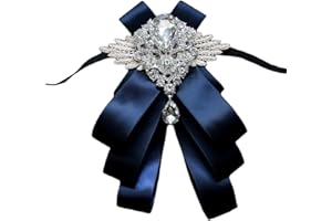 MOHSILY Men's Silk Solid Pre-Tied Bow Tie Luxury Decorative Crystal Wedding Suit