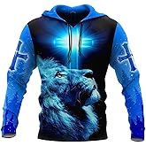 CHAOS MONKEY Mens 3D Hoodies Graphic Jesus My God King Lord Savior Healer Printed Casual Hooded Pullover Sweatshirts