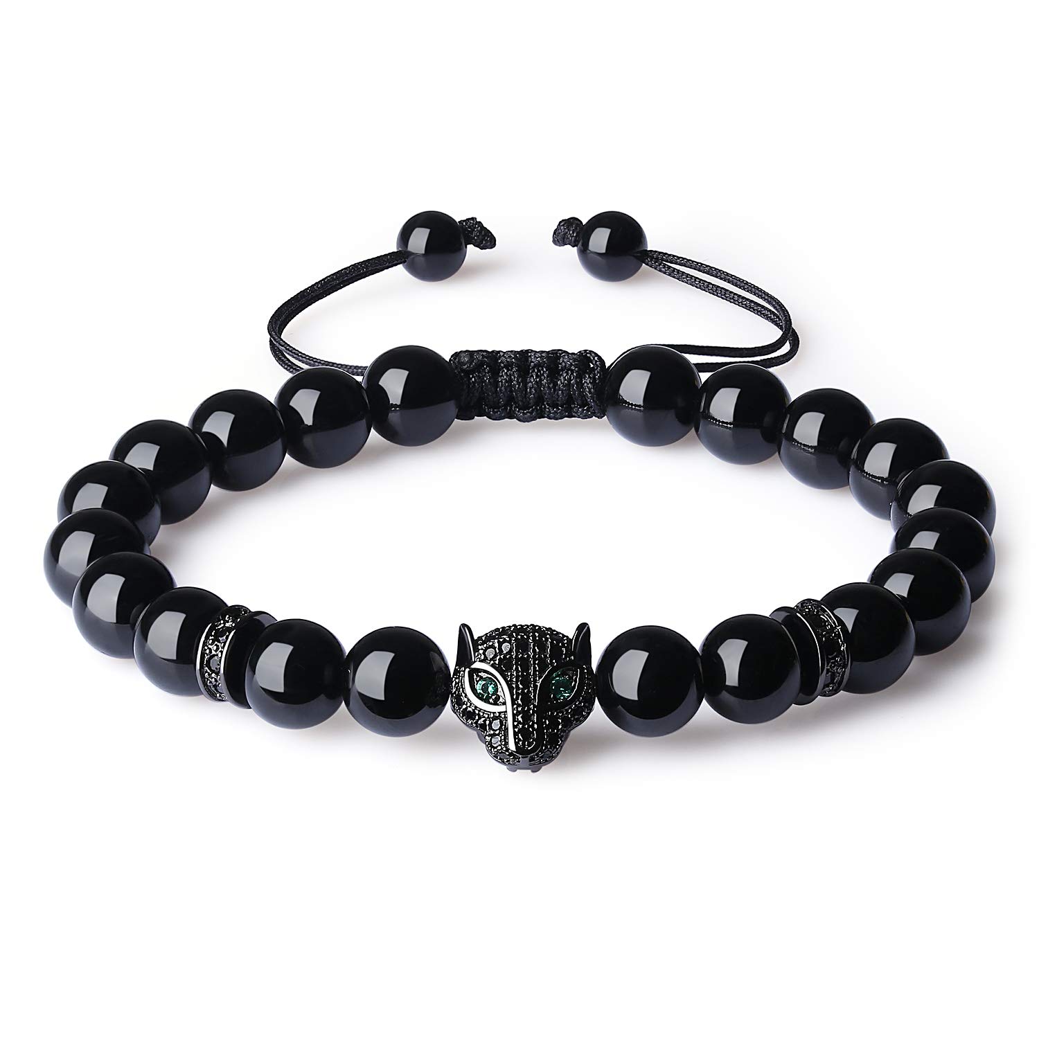 COAI Leopard Black Tourmaline Stone Bracelet for Men