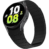 ZZDZZ Magnetic Band Compatible with Samsung Galaxy Watch 7/FE/6/5/4 Band 40mm 44mm/Galaxy Watch 5 Pro 45mm/Watch 6 4 Classic 42mm 46mm 43mm 47mm, 20mm Silicone Sport Strap for Women Men, Black