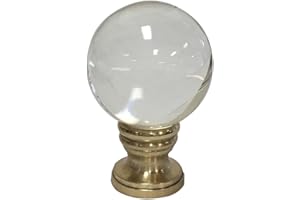 Royal Designs, Inc. Clear Crystal Ball 1.6" Lamp Finial for Lamp Shade, Polished Brass Base