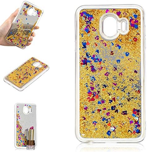 HYAIZLZ Mirror Quicksand Cover for Galaxy J4 2018 Electroplate Glitter Bling Sparkly Soft TPU Protection Cover Case for Samsung Galaxy J4 2018,Color Gold