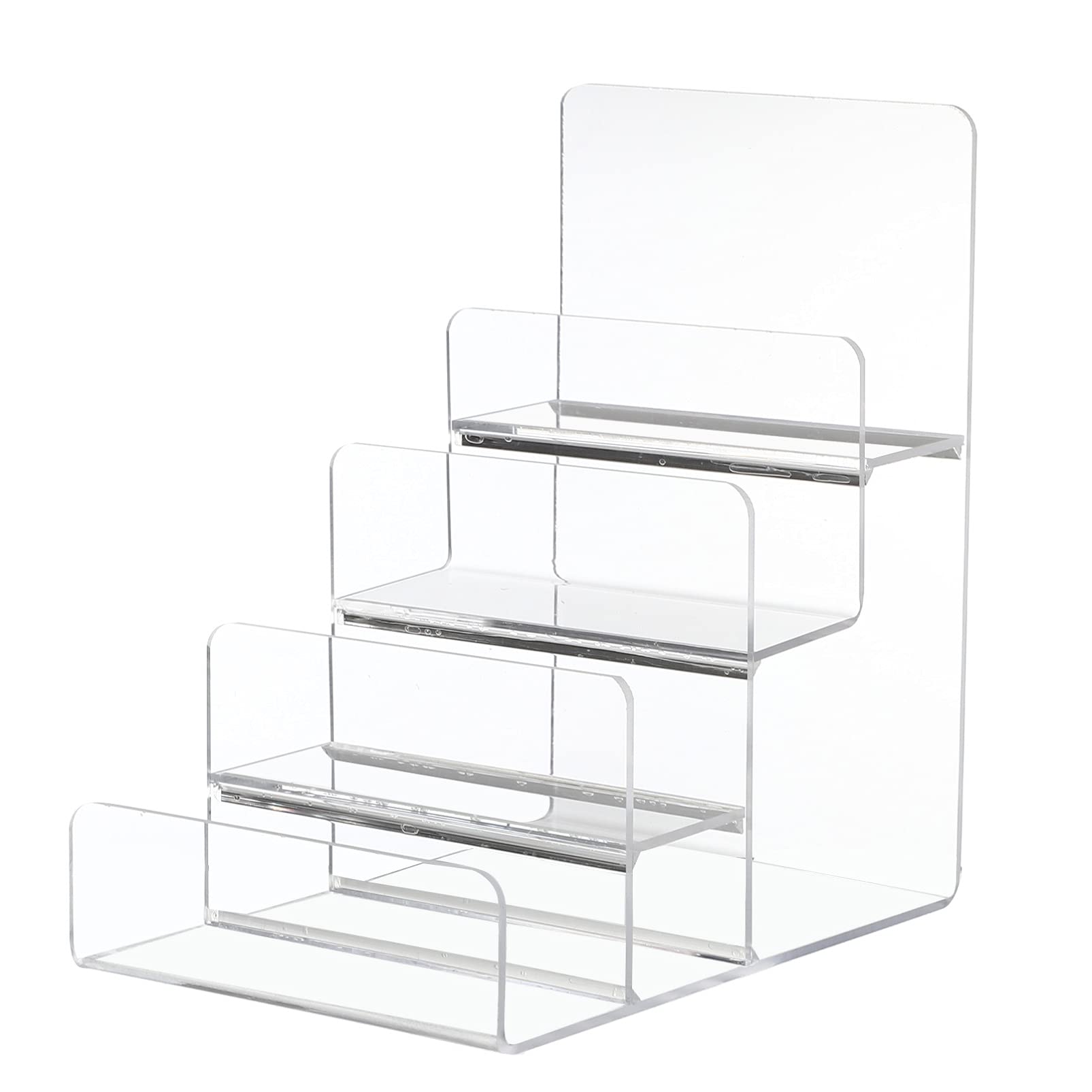 DOITOOL Acrylic Wallet Display Stand Holder 4 Steps Clear Handbag Purse Jewelry Display Riser Shelf Cosmetic Display Racks