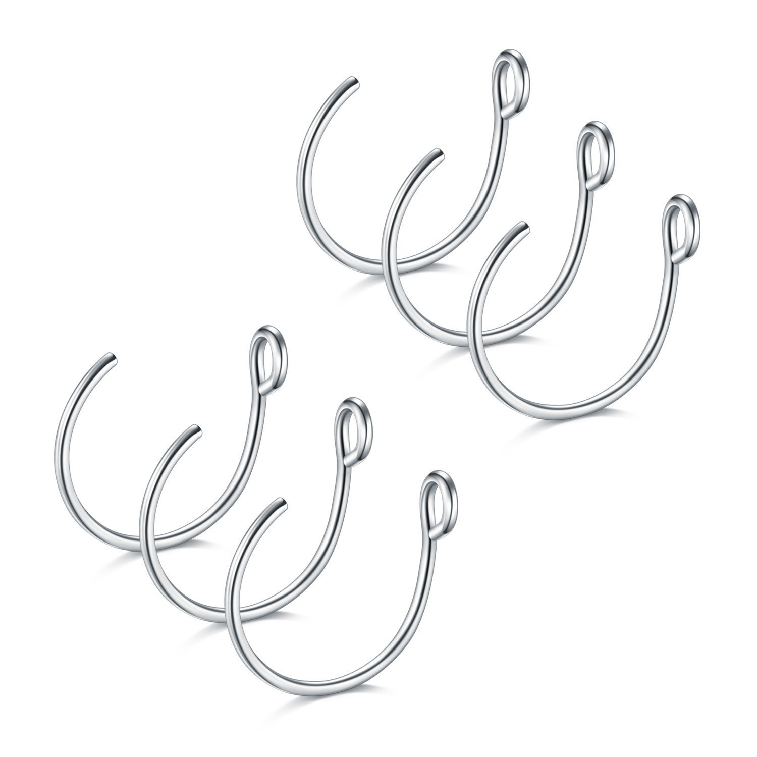 JFORYOU 6 Pieces 316L Steel Nose Ring Nose Hoop Fake Nose Ring Piercing Body Jewelry Silver 20 Gauge 8mm — image 1