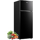 Upstreman 7.7 Cu.Ft. Refrigerator with Freezer, Double Door Fridge, Adjustable Thermostat, Large Capacity, Reversible Door Sw