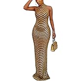 Nagfar Women Rhinestone and Sequin Birthday Party Sexy Club Night Out Holiday New Years Formal Dress