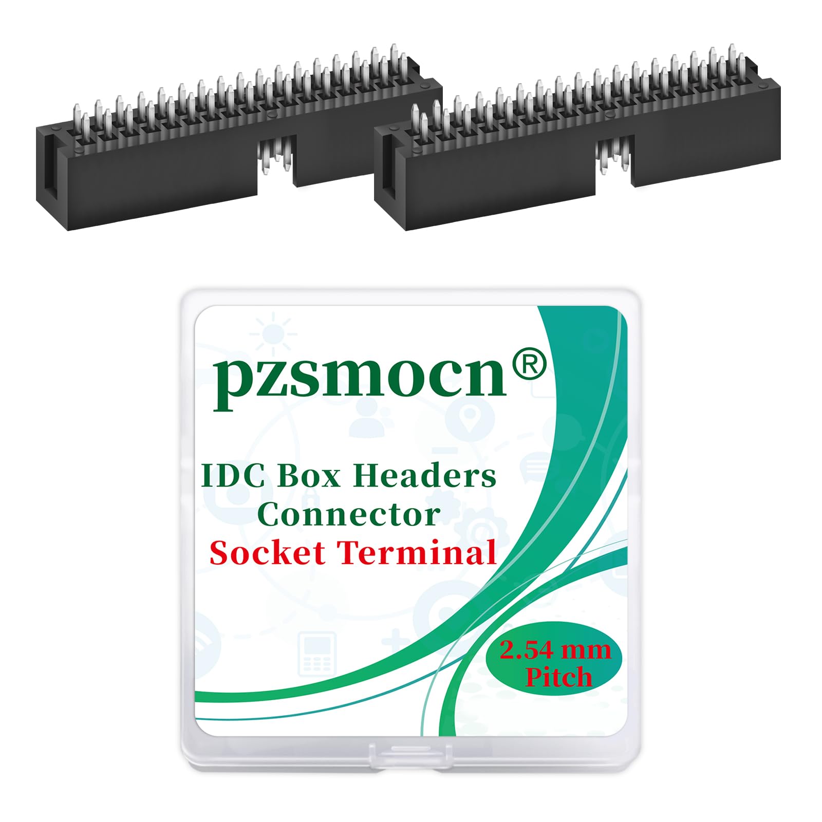 Pzsmocn 20 Pieces IDC 2 * 17 Double Row 2.54 mm Pitch JTAG ISP 34-Pin Straight Pin in-line Box Header Connector Adapter Cable Male Socket Terminal for PCB Electronic Equipment Projects.