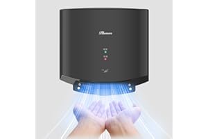 PLUSSEN Hand Dryer with HEPA Filter, Commercial Electric Hand Dryer Fast Dry in 10s, Automatic Bathroom Hand Dryers for Home Residential Industrial, Hot/Cold Air Switch, 110v,Black