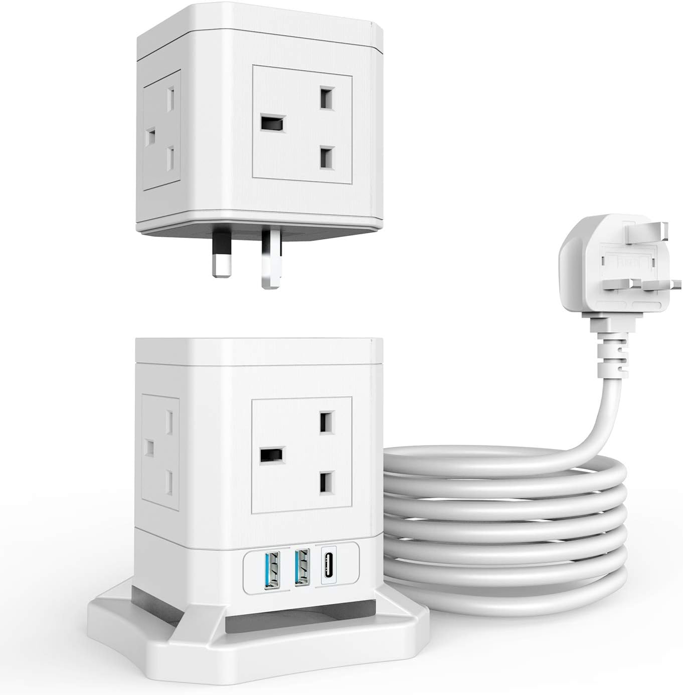 EURPMASK 10 Way Outlets Power Strip Tower with 3 USB,Surge Protection ...