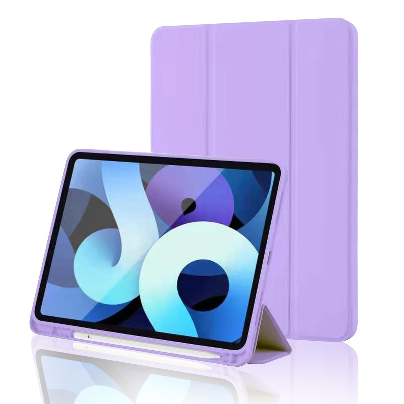 iPad (A16) 11th Generation Case 11 Inch 2025, iPad 10th Generation Case 2022 10.9 Inch with Pencil Holder, Soft TPU Back Slim Smart Protective Trifold Stand Cover, Auto Wake/Sleep, Purple