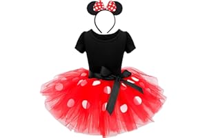 Dressy Daisy Baby Girl Polka Dots Fancy Dress Up Costume Birthday Party Tulle Dresses with Headband Pink/Red/Purple/Hot Pink