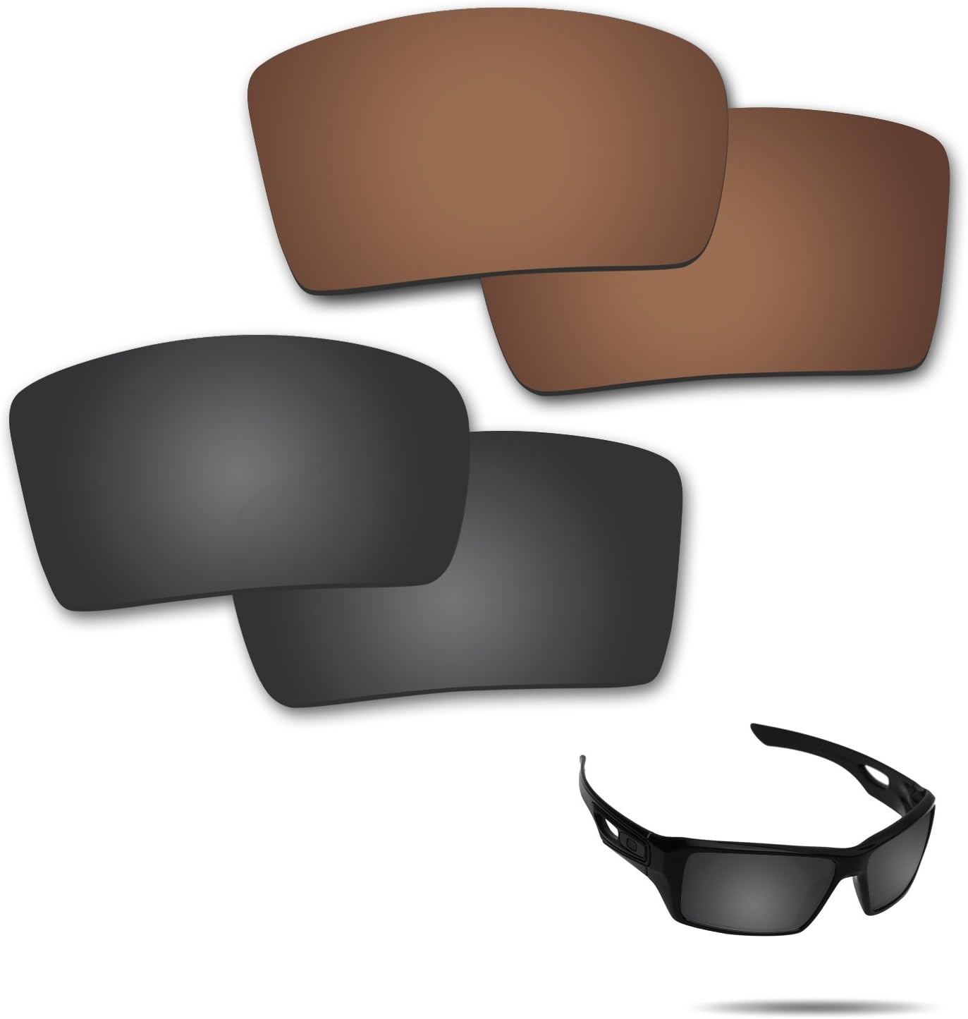FiskrAnti-Saltwater Polarized Replacement Lenses for Oakley Eyepatch 2 Sunglasses 2 Pairs Packed