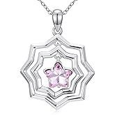 Plesitep Star Necklace for Women Sterling Silver Triple Stars Pendant Necklace Hollow Star Jewelry with Pink Crystal