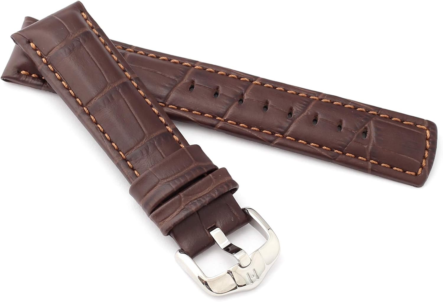 HIRSCH Uhren-Armband Duke Metallic - Italiaans kalfsleer - alligator in reliëf - voor dames en heren - Rosé - 20 mm