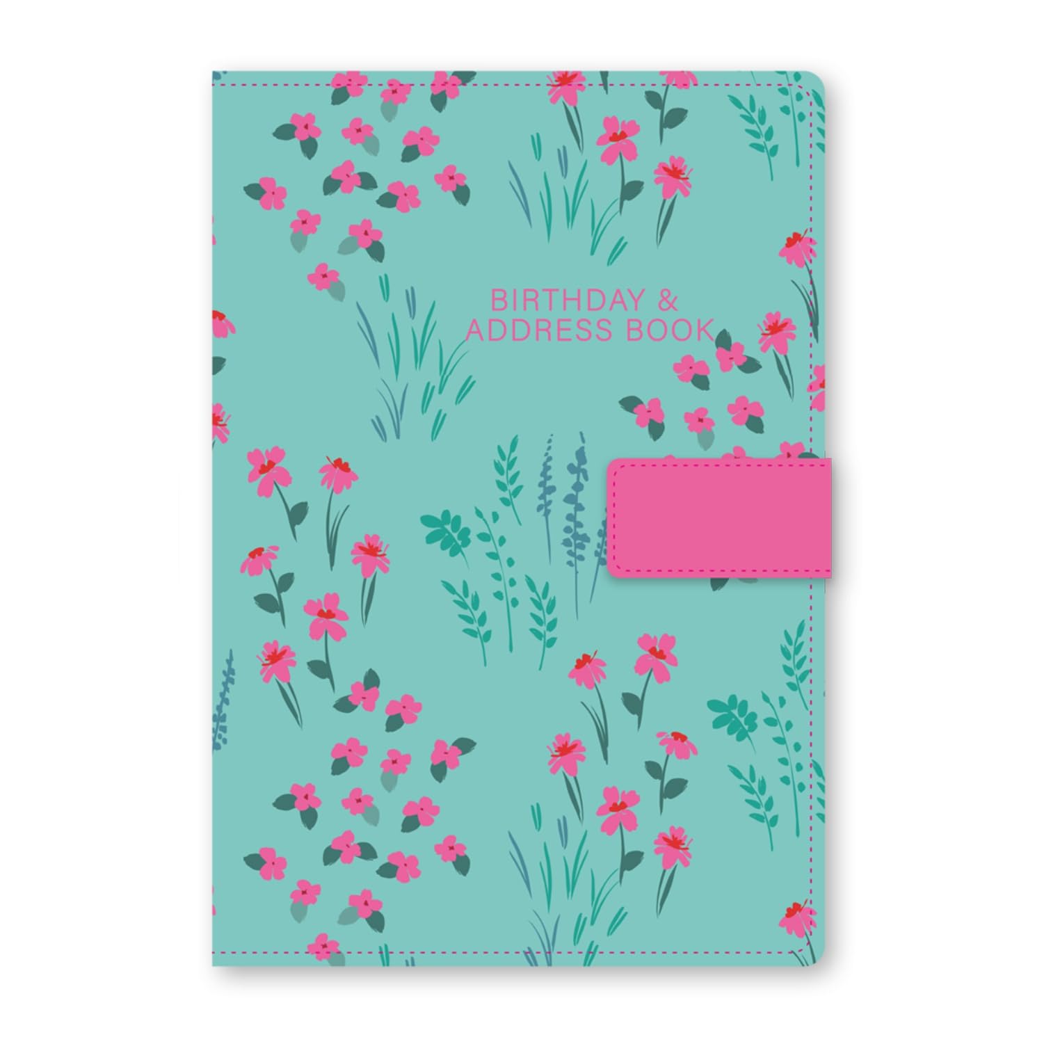 Telephone Address Book A-Z Index Beautiful Fabric Vintage Style Cover A5 Hardback Address Book with Magnetic Lock (Pink Floral)