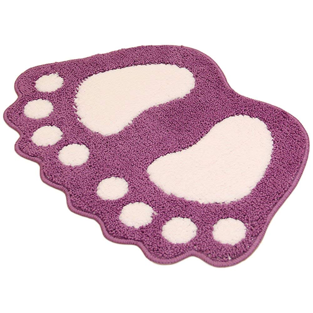 G-LIKE Bathroom Carpet Door Door Mat Bathroom Mat-Cute Paw Foot Toilet Bathtub Shower Anti-slip Mat Water Absorbent Quick-drying Washable Durable Carpet-40cm x 60cm (Purple)
