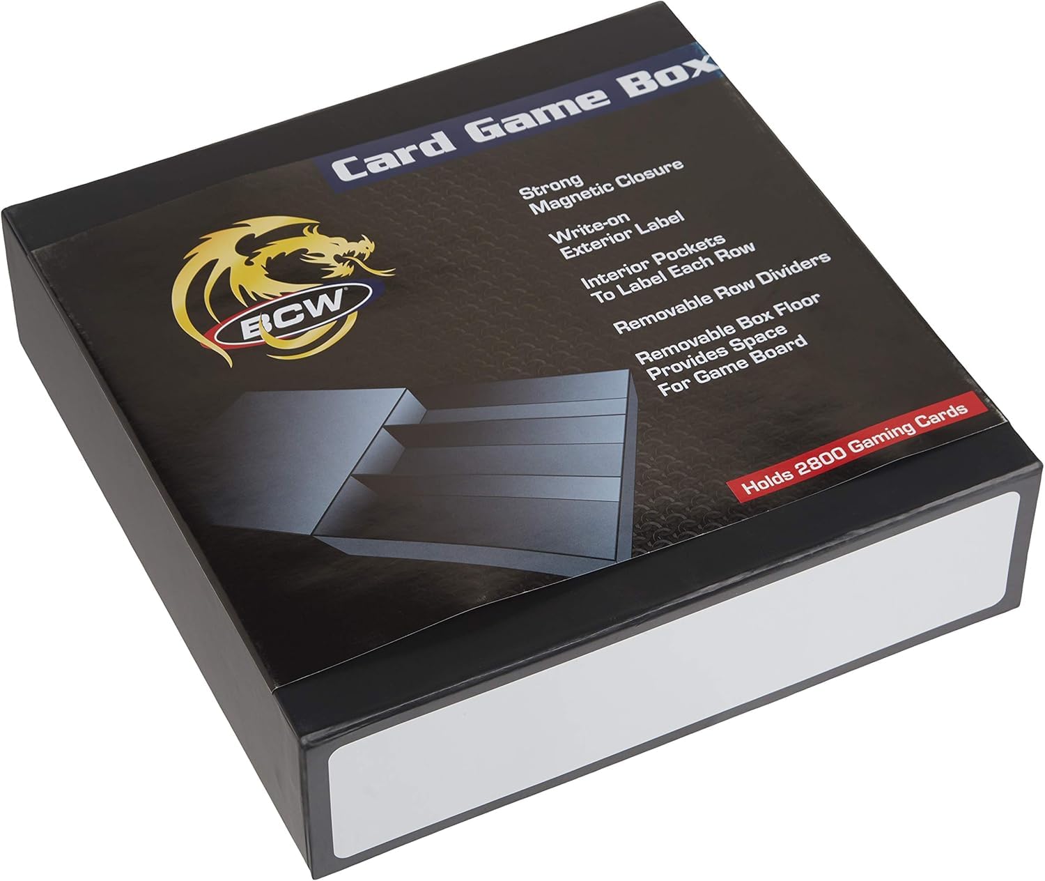 BCW Card Game Box - 3 Row - Black with White