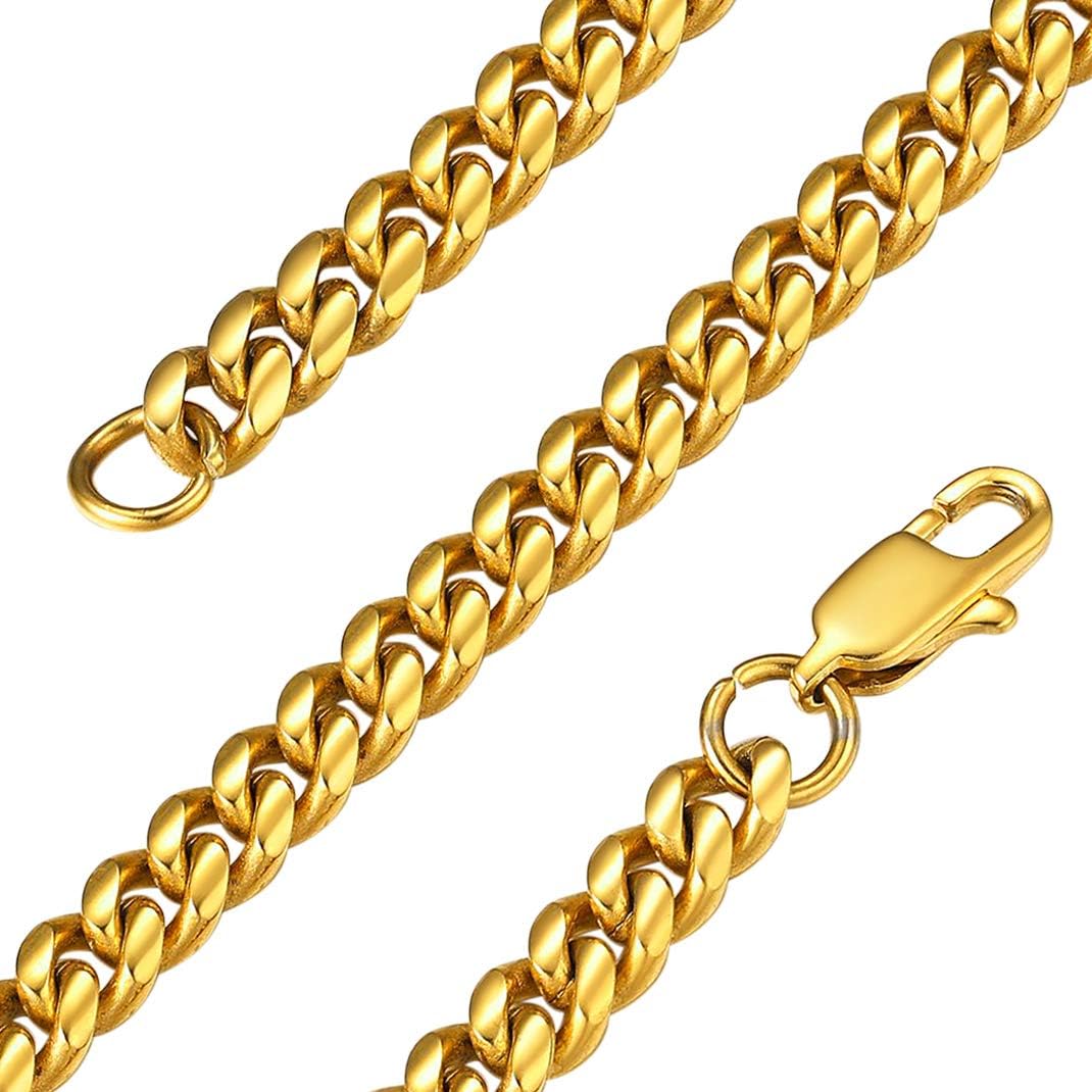 GoldChic Jewelry Miami Cuban Chain For Men & Women, Chunky Hip Hop Jewelry, 6mm - 18K Gold Plated, 61cm (24 inches)