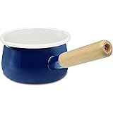 YumCute Home Enamel Milk Pan with Dual Pour Spout Butter Warmer Milk Pot Healthy White Enamel Inside Coating Iron 1QT Enamel 