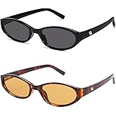 HERJOUR Retro Oval Sunglasses for Women Men Y2k Narrow Cat Eye Sunnies Skinny Shades AR82299