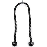 GymPin Double Length Tricep Pull Down Rope - 55 Inches Attachment for Cable Machine - Heavy Duty Long Tricep Pull Down Rope -