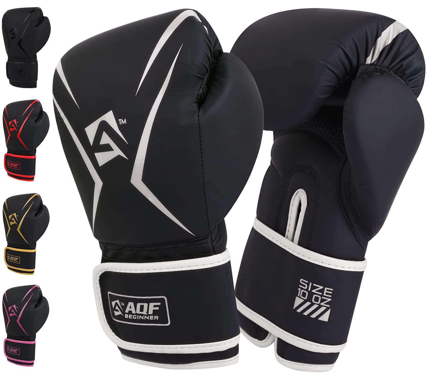 AQF Boxing Gloves Kids Adults - Training Muay Thai Gloves 6oz to 16oz for Punch Bag MMA Sparring Fighting & Kickboxing with Extra Layers of Padding (Silver, 16oz)