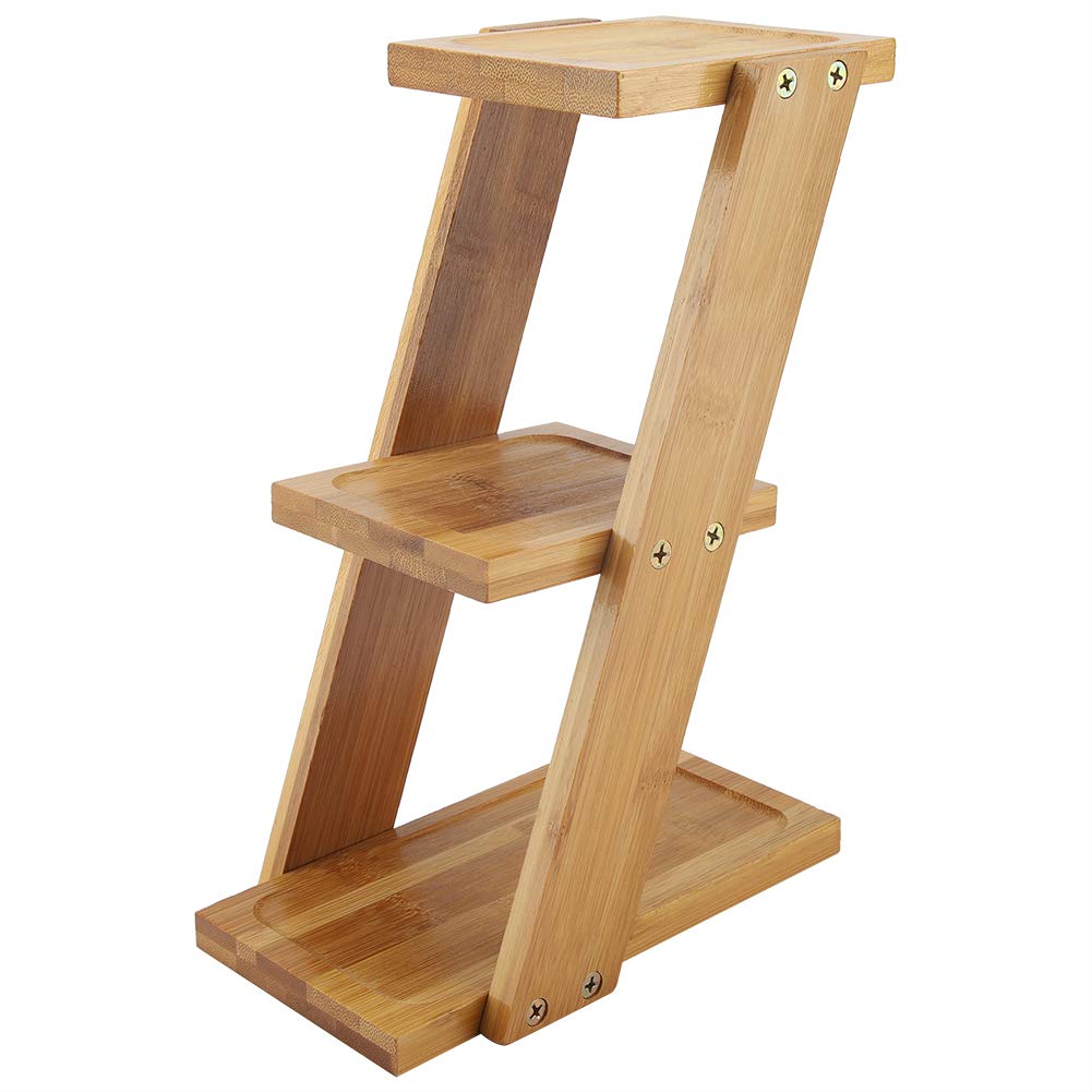 Ejoyous 3-Layer Ladder Plant Stand, Bamboo Shelves for Tabletop Succulents Small Potted Flower Stand for Living Room Balcony Garden 25 X 18 X 9.2 cm