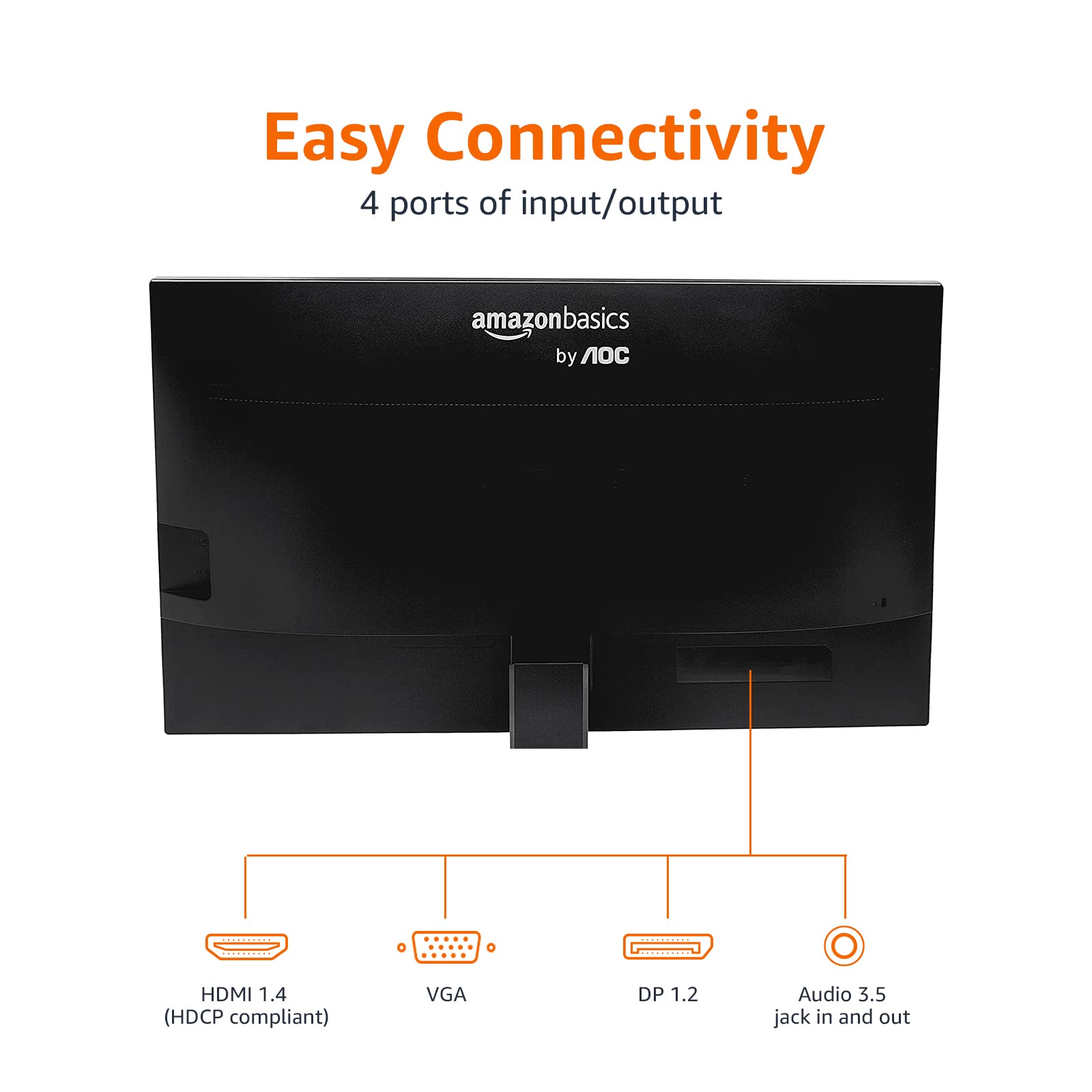 Amazon Basics 24-inch IPS Monitor 75 Hz Powered with AOC Technology FHD 1080P HDMI, Display Port and VGA Input VESA Compatible Built-in Speakers for Office and Home, Black