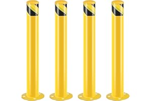 AYSIOFDY Safety Bollard Post, 42 Inch Height Steel Bollards, 2.99 Inch Diameter Parking Bollard, Yellow Powder Coated Safety Parking Barrier Post, for Traffic Sensitive Areas