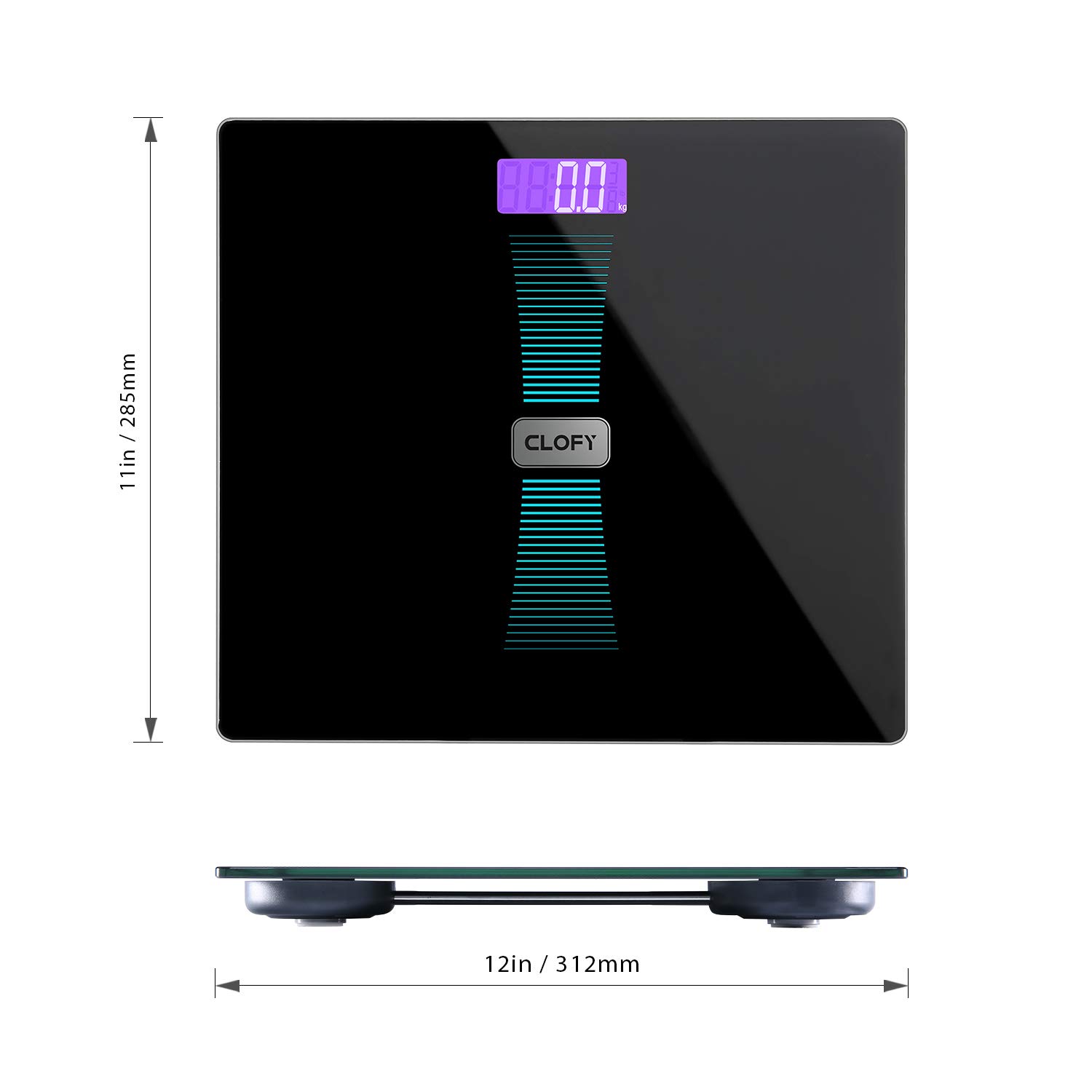 Digital Scale, Bathroom Body Weight Scale with Tempered Glass Accurate Weight Measurements Max Capacity 440lb