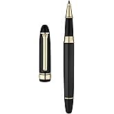 BEILUNER 319 Piano Black Lacquer Rollerball - Stunning Luxury Pen with 24K Gold, Heavy, Schneider Black Ink Refill, Best Gift Set for Men & Women, Professional, Executive Office, Fancy Classic Pens