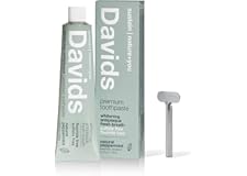 Davids Natural Whitening Toothpaste, Antiplaque, Fluoride Free, SLS Free, Peppermint, Metal Tube, Tube Roller Included, 5.25 
