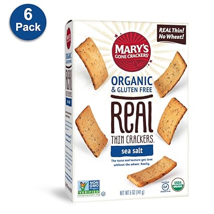 Marys Gone Crackers Real Thin Crackers Made With Real Organic Whole Ingredients Gluten Free Sea Salt 5 Ounce Pack Of 6