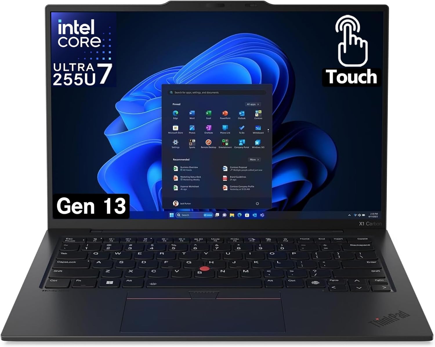 Lenovo Gen 13 ThinkPad X1 Carbon Touchscreen Laptop with Intel Ultra 7 265U Processor, 14" WUXGA 100% sRGB, 32GB DDR5 RAM, 2TB NVMe Performance SSD, FHD+ IR+ RGB Camera, and Windows 11 Pro