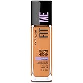 Maybelline New York Fit Me Hydrate + Smooth Foundation, Natural Luminous Finish, Moisturizing Medium Coverage, for Normal to 