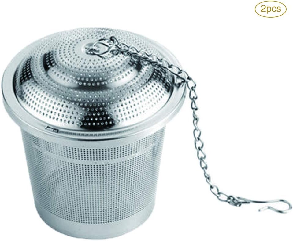 MOLFUJ Tea Infuser,Stainless Steel Barrel Type Convenient Chain Hook Filter Ball,Travel/Office/Home,Raw Particles Coffee/Spice/Hot Pot Seasoning,2pcs,XL