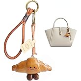 Croissant Keychain, Real Bread Croissant Keychain, Cute Smiling Mini Croissant Bag Charm for Bag, Creative Bakery-themed Gift