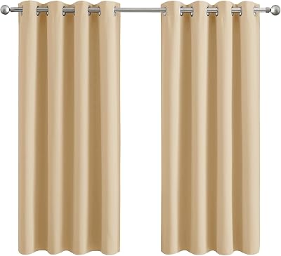 Aspire Homeware Blackout Curtains Cream 66x54 Inch Thermal Insulated Pair
