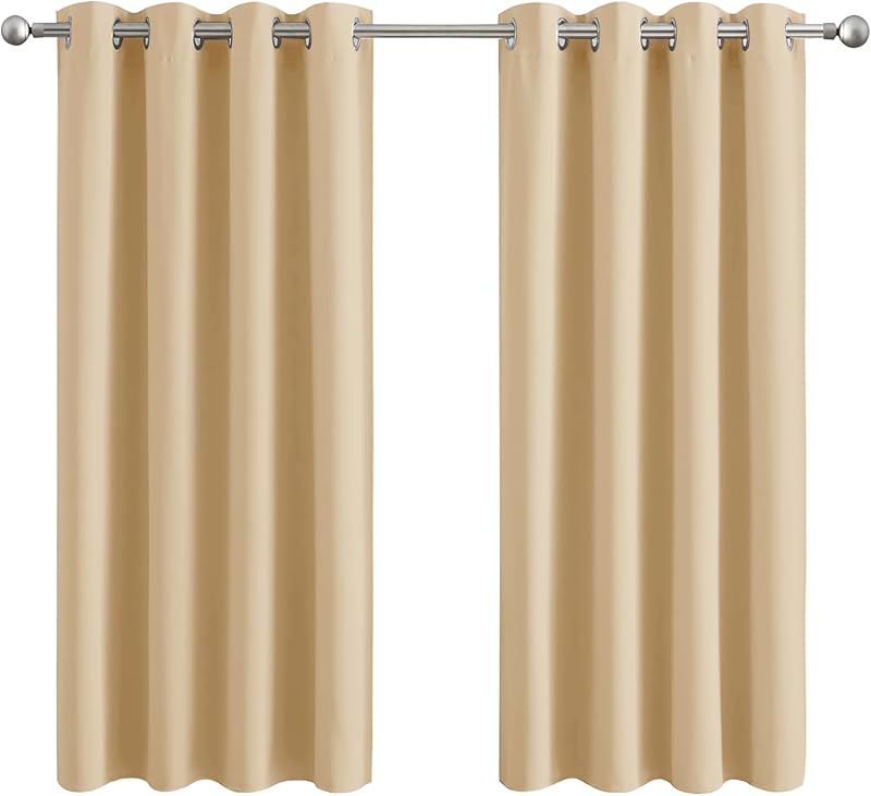 Aspire Homeware Blackout Curtains Cream 66x54 Inch Thermal Insulated Pair