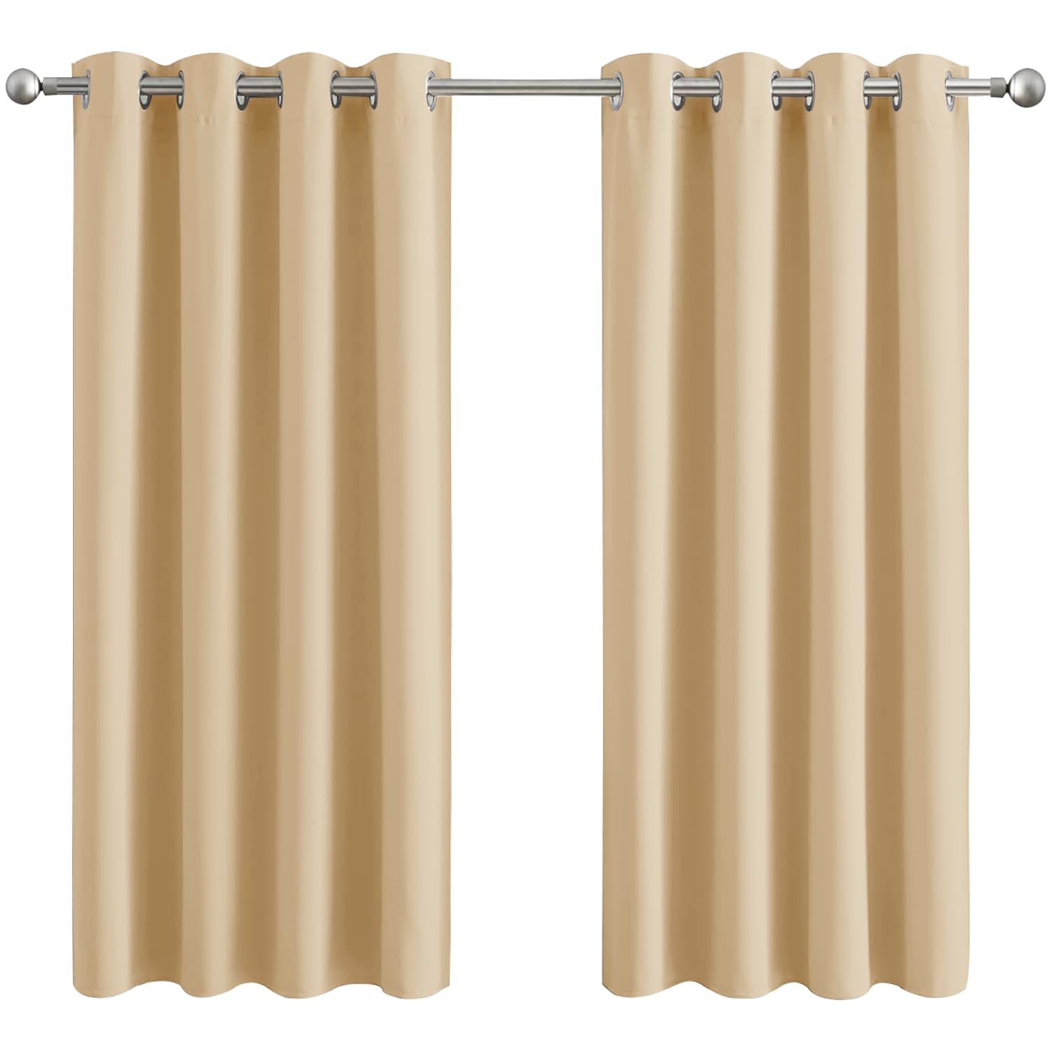 Aspire Homeware Blackout Curtains for Living Room - Cream Eyelet Bedroom Curtains 66x54 inch Drop Thermal Insulated Super Soft Black Out Window Curtain with Tiebacks Pair Panel