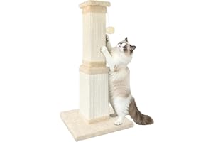 AGYM Cat Scratching Post, 32 Inch Cat Scratching Post for Large Cats, Scratching Posts for Indoor Cats Adults, Cat Scratch Post with Nature Sisal, Beige